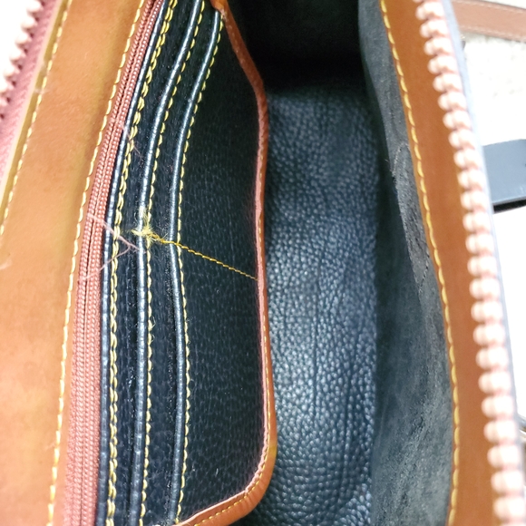 Dooney & Bourke Black Satchel with Tan Trim / All Weather Leather - Picture 10 of 16